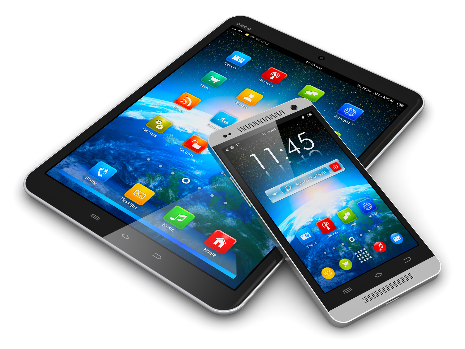 A smart phone and a tablet