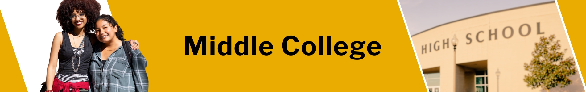 2 female students. High school building. Middle college.