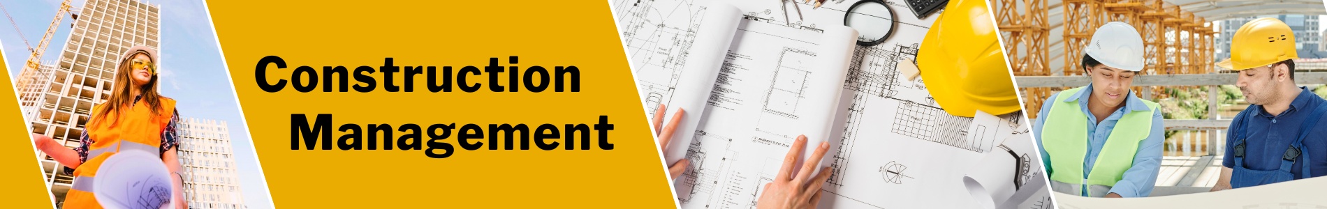 construction workers talking and at a work site. Set of blueprints.