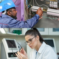 male electrician and female optician