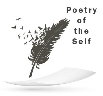 Feather dissolving into small birds, with the text "Poetry of the Self"