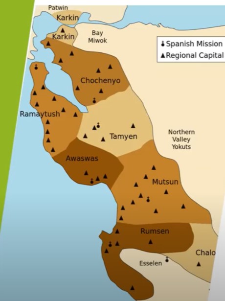 map of Ohlone inhabited land in the Bay Area