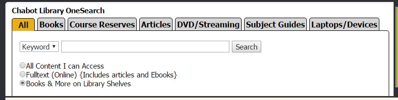 Chabot Library OneSearch