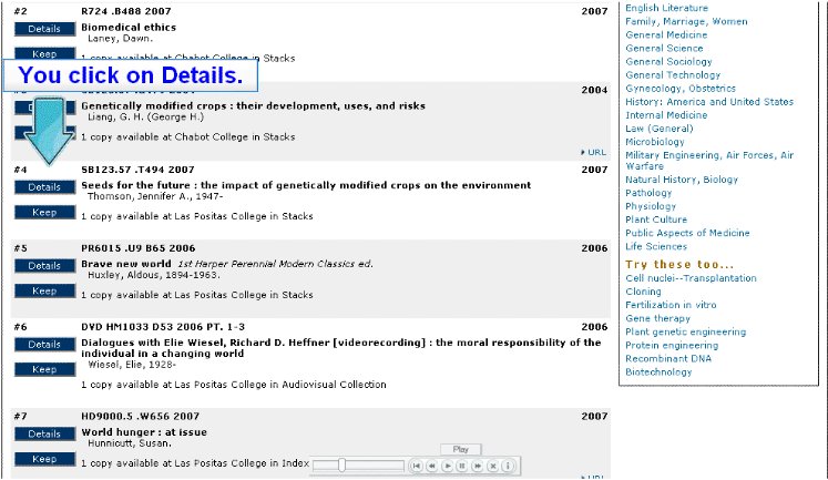 Arrow is on top of the Details button of item #4.  "You click on Details."