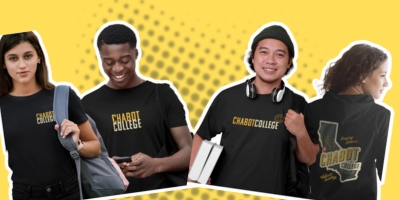 4 students wearing chabot t-shirts