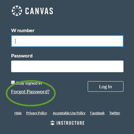Canvas login page