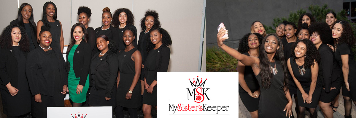 group pictures of students and My Sister's Keeper logo